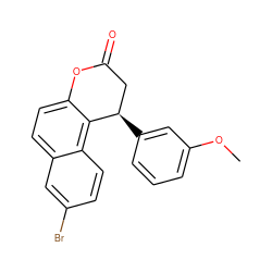 COc1cccc([C@@H]2CC(=O)Oc3ccc4cc(Br)ccc4c32)c1 ZINC000029136140