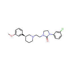 COc1cccc([C@@H]2CCCN(CCN3CCN(c4cccc(Cl)c4)C3=O)C2)c1 ZINC000043014339