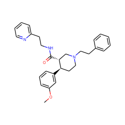 COc1cccc([C@@H]2CCN(CCc3ccccc3)C[C@H]2C(=O)NCCc2ccccn2)c1 ZINC000103255113