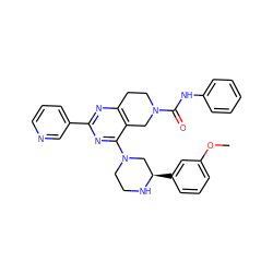 COc1cccc([C@@H]2CN(c3nc(-c4cccnc4)nc4c3CN(C(=O)Nc3ccccc3)CC4)CCN2)c1 ZINC000141856540