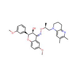 COc1cccc([C@@H]2Oc3ccc(OC)cc3/C(=N/O[C@@H](C)CN3CCCc4nc(C)c(C)cc43)[C@@H]2O)c1 ZINC000008035707