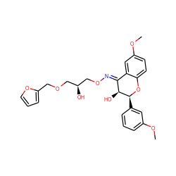 COc1cccc([C@@H]2Oc3ccc(OC)cc3/C(=N/OC[C@@H](O)COCc3ccco3)[C@@H]2O)c1 ZINC000008035710