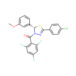 COc1cccc([C@@H]2SC(c3ccc(Cl)cc3)=NN2C(=O)c2c(F)cc(F)cc2F)c1 ZINC000014972937