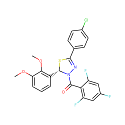 COc1cccc([C@@H]2SC(c3ccc(Cl)cc3)=NN2C(=O)c2c(F)cc(F)cc2F)c1OC ZINC000014972810