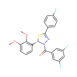 COc1cccc([C@@H]2SC(c3ccc(F)cc3)=NN2C(=O)c2cc(F)cc(F)c2)c1OC ZINC000014972890