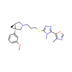 COc1cccc([C@]23C[C@H]2CN(CCCSc2nnc(-c4ocnc4C)n2C)C3)c1 ZINC000038347006