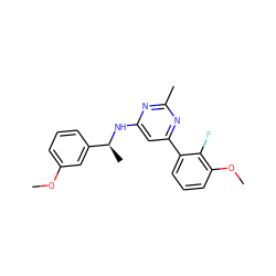 COc1cccc([C@H](C)Nc2cc(-c3cccc(OC)c3F)nc(C)n2)c1 ZINC000653762263