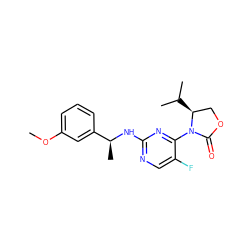 COc1cccc([C@H](C)Nc2ncc(F)c(N3C(=O)OC[C@@H]3C(C)C)n2)c1 ZINC000142055963