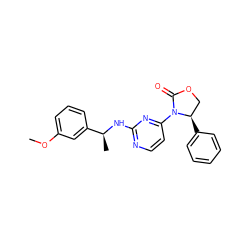 COc1cccc([C@H](C)Nc2nccc(N3C(=O)OC[C@H]3c3ccccc3)n2)c1 ZINC000142052899