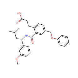 COc1cccc([C@H](CC(C)C)NC(=O)c2cc(COc3ccccc3)ccc2CCC(=O)O)c1 ZINC000045386884