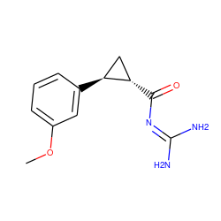 COc1cccc([C@H]2C[C@@H]2C(=O)N=C(N)N)c1 ZINC000013864211