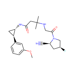 COc1cccc([C@H]2C[C@@H]2NC(=O)CC(C)(C)NCC(=O)N2C[C@@H](F)C[C@H]2C#N)c1 ZINC000040866374