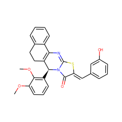 COc1cccc([C@H]2C3=C(N=c4s/c(=C\c5cccc(O)c5)c(=O)n42)c2ccccc2CC3)c1OC ZINC000001870984