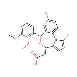 COc1cccc([C@H]2O[C@@H](CC(=O)O)c3ccc(Cl)n3-c3ccc(Cl)cc32)c1OC ZINC000084709751