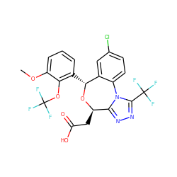 COc1cccc([C@H]2O[C@H](CC(=O)O)c3nnc(C(F)(F)F)n3-c3ccc(Cl)cc32)c1OC(F)(F)F ZINC000096285783