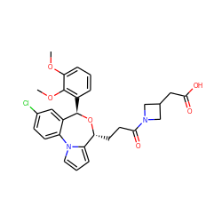 COc1cccc([C@H]2O[C@H](CCC(=O)N3CC(CC(=O)O)C3)c3cccn3-c3ccc(Cl)cc32)c1OC ZINC000084713768