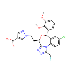 COc1cccc([C@H]2O[C@H](CCn3cc(C(=O)O)cn3)c3nnc(CF)n3-c3ccc(Cl)cc32)c1OC ZINC000096285786