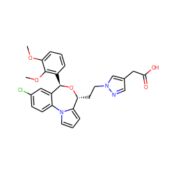 COc1cccc([C@H]2O[C@H](CCn3cc(CC(=O)O)cn3)c3cccn3-c3ccc(Cl)cc32)c1OC ZINC000072316225