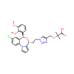 COc1cccc([C@H]2O[C@H](CCn3cc(COC(C)(C)C(=O)O)nn3)c3cccn3-c3ccc(Cl)cc32)c1OC ZINC000084703787