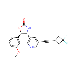 COc1cccc([C@H]2OC(=O)N[C@@H]2c2cncc(C#CC3CC(F)(F)C3)c2)c1 ZINC001772577509