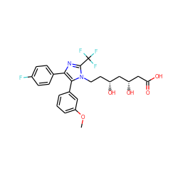 COc1cccc(-c2c(-c3ccc(F)cc3)nc(C(F)(F)F)n2CC[C@@H](O)C[C@@H](O)CC(=O)O)c1 ZINC000013833946