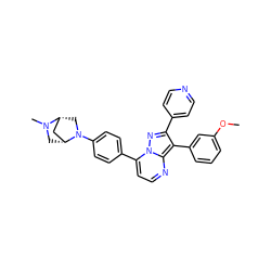 COc1cccc(-c2c(-c3ccncc3)nn3c(-c4ccc(N5C[C@@H]6C[C@H]5CN6C)cc4)ccnc23)c1 ZINC000049089190