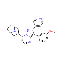 COc1cccc(-c2c(-c3ccncc3)nn3c(C4C[C@@H]5CC[C@H](C4)N5)ccnc23)c1 ZINC000045261378