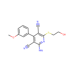 COc1cccc(-c2c(C#N)c(N)nc(SCCO)c2C#N)c1 ZINC000013612602