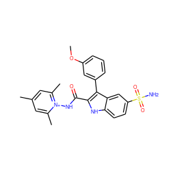 COc1cccc(-c2c(C(=O)N[n+]3c(C)cc(C)cc3C)[nH]c3ccc(S(N)(=O)=O)cc23)c1 ZINC000040957059