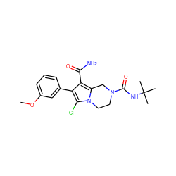 COc1cccc(-c2c(C(N)=O)c3n(c2Cl)CCN(C(=O)NC(C)(C)C)C3)c1 ZINC001772624850