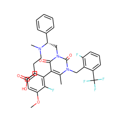 COc1cccc(-c2c(C)n(Cc3c(F)cccc3C(F)(F)F)c(=O)n(C[C@@H](c3ccccc3)N(C)CCCC(=O)O)c2=O)c1F ZINC000049898599