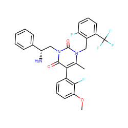 COc1cccc(-c2c(C)n(Cc3c(F)cccc3C(F)(F)F)c(=O)n(C[C@H](N)c3ccccc3)c2=O)c1F ZINC000044404439