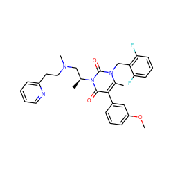 COc1cccc(-c2c(C)n(Cc3c(F)cccc3F)c(=O)n([C@@H](C)CN(C)CCc3ccccn3)c2=O)c1 ZINC000026984254