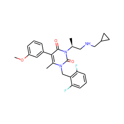 COc1cccc(-c2c(C)n(Cc3c(F)cccc3F)c(=O)n([C@@H](C)CNCC3CC3)c2=O)c1 ZINC000013553292