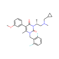 COc1cccc(-c2c(C)n(Cc3c(F)cccc3F)c(=O)n([C@H](C)CN(C)CC3CC3)c2=O)c1 ZINC000013553295