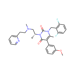 COc1cccc(-c2c(C)n(Cc3c(F)cccc3F)c(=O)n([C@H](C)CN(C)CCc3ccccn3)c2=O)c1 ZINC000026984603