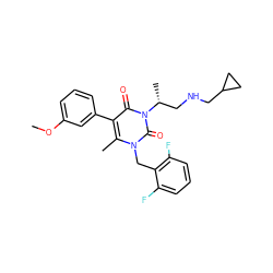 COc1cccc(-c2c(C)n(Cc3c(F)cccc3F)c(=O)n([C@H](C)CNCC3CC3)c2=O)c1 ZINC000013553293