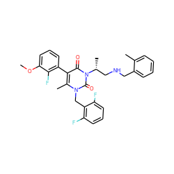 COc1cccc(-c2c(C)n(Cc3c(F)cccc3F)c(=O)n([C@H](C)CNCc3ccccc3C)c2=O)c1F ZINC000028256956