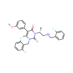 COc1cccc(-c2c(C)n(Cc3c(F)cccc3F)c(=O)n([C@H](C)CNCc3ccccc3F)c2=O)c1 ZINC000013553303