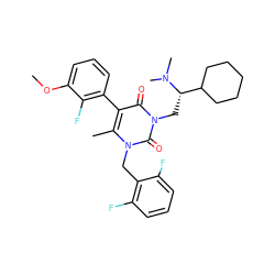 COc1cccc(-c2c(C)n(Cc3c(F)cccc3F)c(=O)n(C[C@@H](C3CCCCC3)N(C)C)c2=O)c1F ZINC000013580608