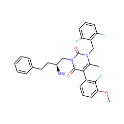 COc1cccc(-c2c(C)n(Cc3c(F)cccc3F)c(=O)n(C[C@@H](N)CCc3ccccc3)c2=O)c1F ZINC000013580596