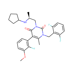 COc1cccc(-c2c(C)n(Cc3c(F)cccc3F)c(=O)n(C[C@H](C)NC3CCCC3)c2=O)c1F ZINC000003842301