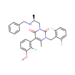 COc1cccc(-c2c(C)n(Cc3c(F)cccc3F)c(=O)n(C[C@H](C)NCc3ccccc3)c2=O)c1F ZINC000013559589