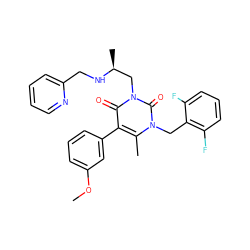 COc1cccc(-c2c(C)n(Cc3c(F)cccc3F)c(=O)n(C[C@H](C)NCc3ccccn3)c2=O)c1 ZINC000013553278