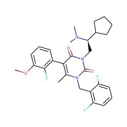 COc1cccc(-c2c(C)n(Cc3c(F)cccc3F)c(=O)n(C[C@H](C3CCCC3)N(C)C)c2=O)c1F ZINC000013580606