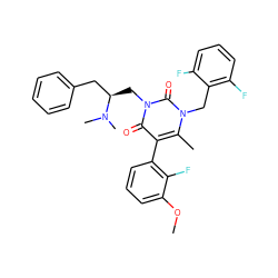 COc1cccc(-c2c(C)n(Cc3c(F)cccc3F)c(=O)n(C[C@H](Cc3ccccc3)N(C)C)c2=O)c1F ZINC000027099021