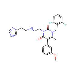 COc1cccc(-c2c(C)n(Cc3c(F)cccc3F)c(=O)n(CCNCCc3c[nH]cn3)c2=O)c1 ZINC000026168013