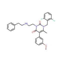 COc1cccc(-c2c(C)n(Cc3c(F)cccc3F)c(=O)n(CCNCCc3ccccc3)c2=O)c1 ZINC000026163605