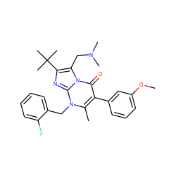 COc1cccc(-c2c(C)n(Cc3ccccc3F)c3nc(C(C)(C)C)c(CN(C)C)n3c2=O)c1 ZINC000013518093