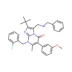 COc1cccc(-c2c(C)n(Cc3ccccc3F)c3nc(C(C)(C)C)c(CNCc4ccccc4)n3c2=O)c1 ZINC000029473316